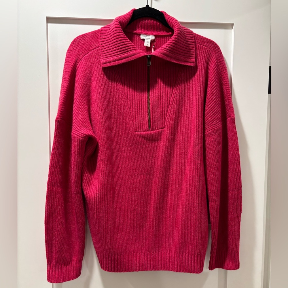 Cashmere Garnet Hill Fuchsia Half-Zip Sweater - NWT medium